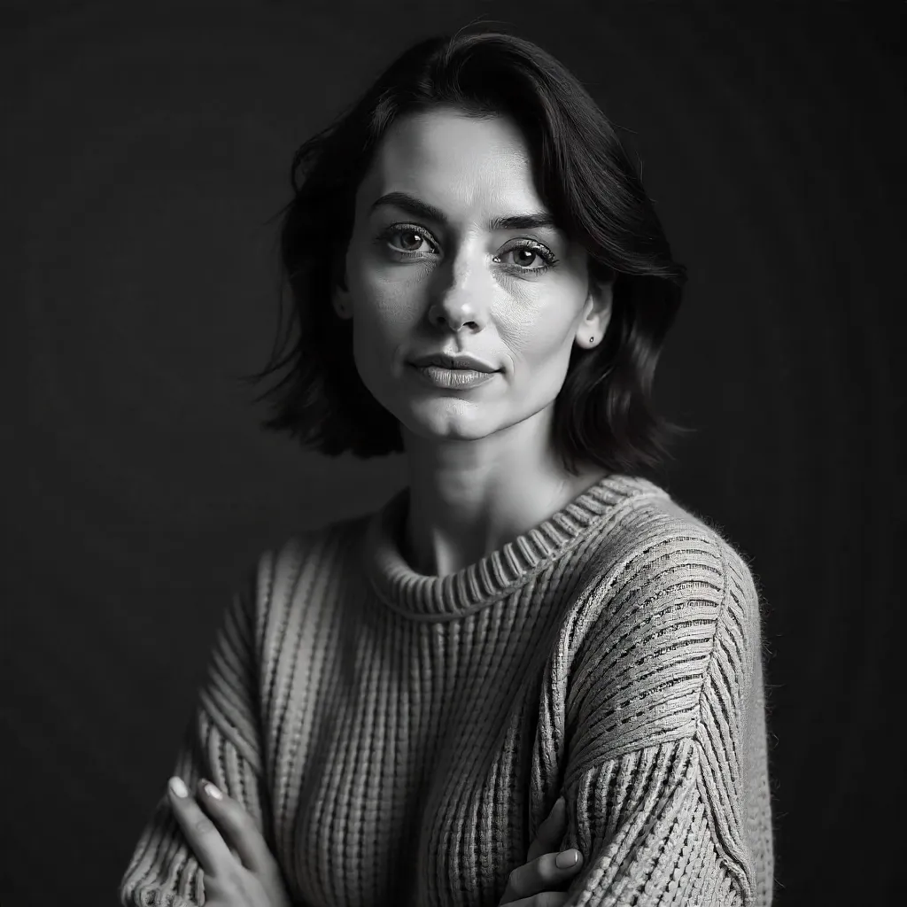 Elegant Black-and-White Portrait in a Stylish Sweater