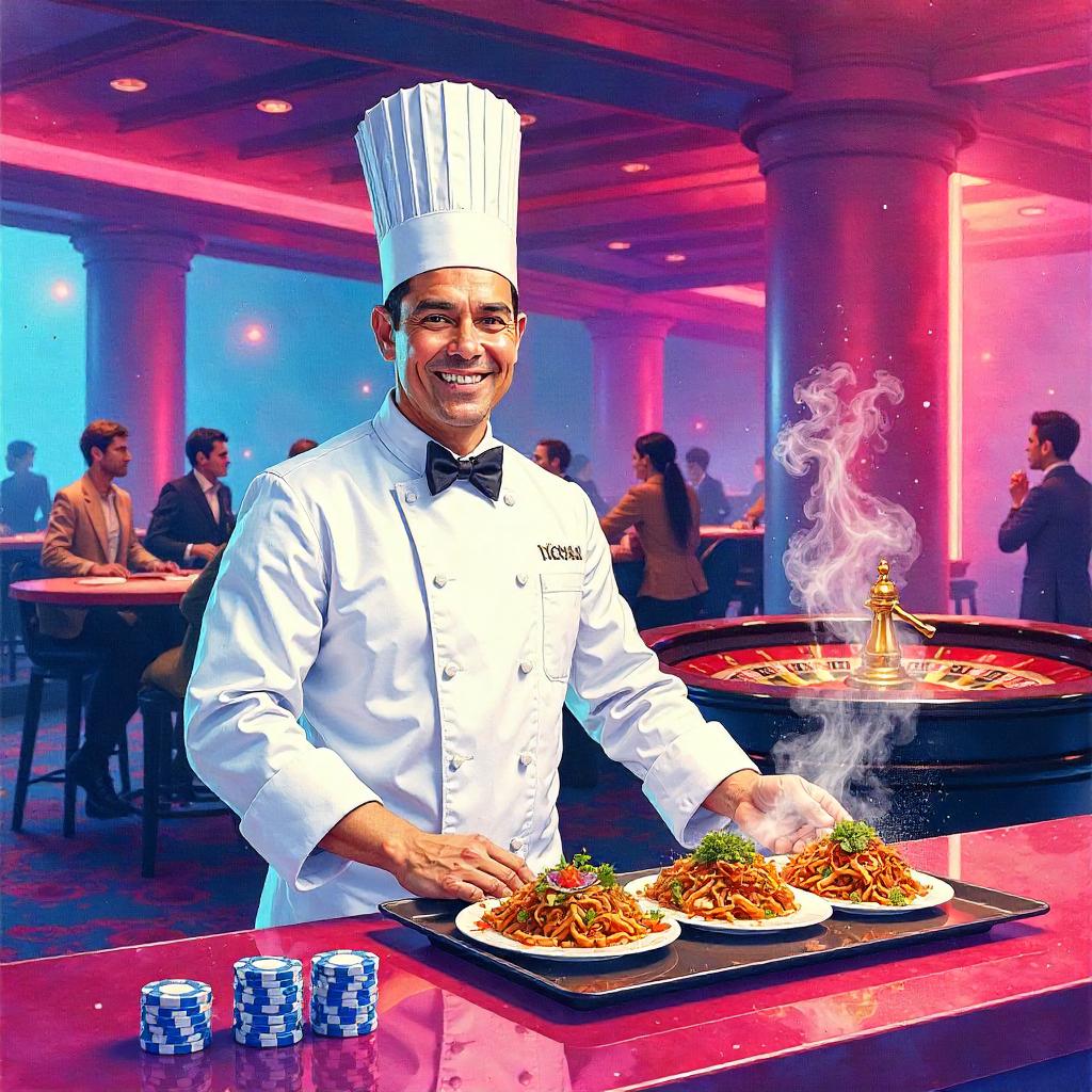 Watercolor Chef in a Glittering Casino