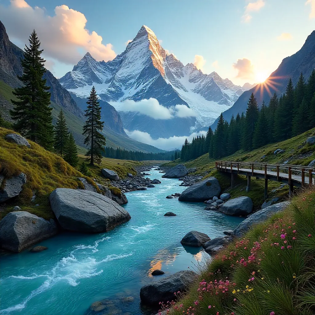 Snowbound Himalayas: River Through the Peaks