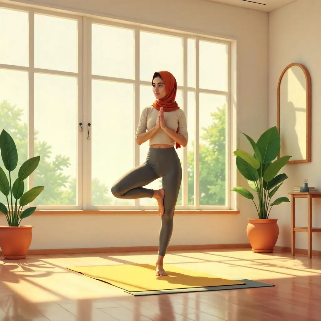 Serene Digital Yoga Portrait in a Studio
