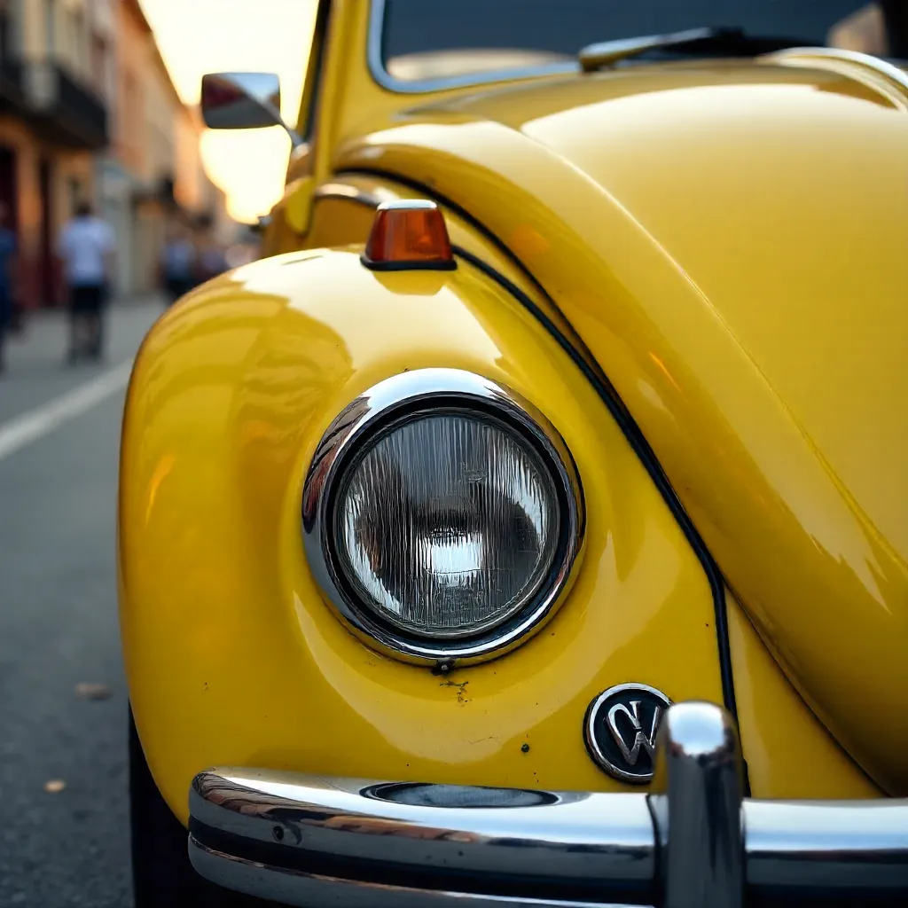 Vintage Yellow Beetle Close-Up
