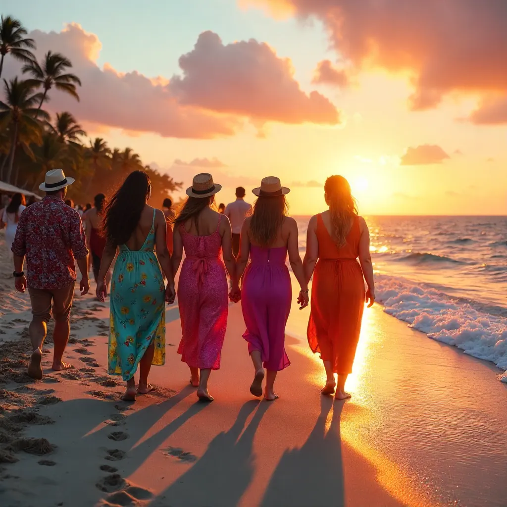 Vibrant Sunset Beach Parade