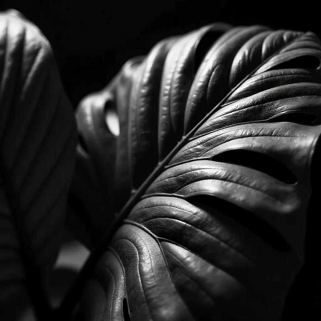Monochrome Macro: Tropical Leaf Texture