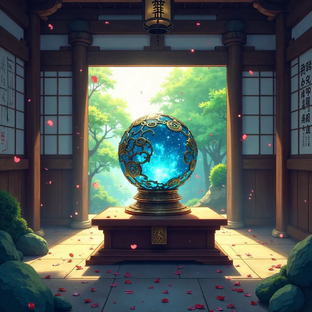 Moonlit Shrine Artifact in Anime Style