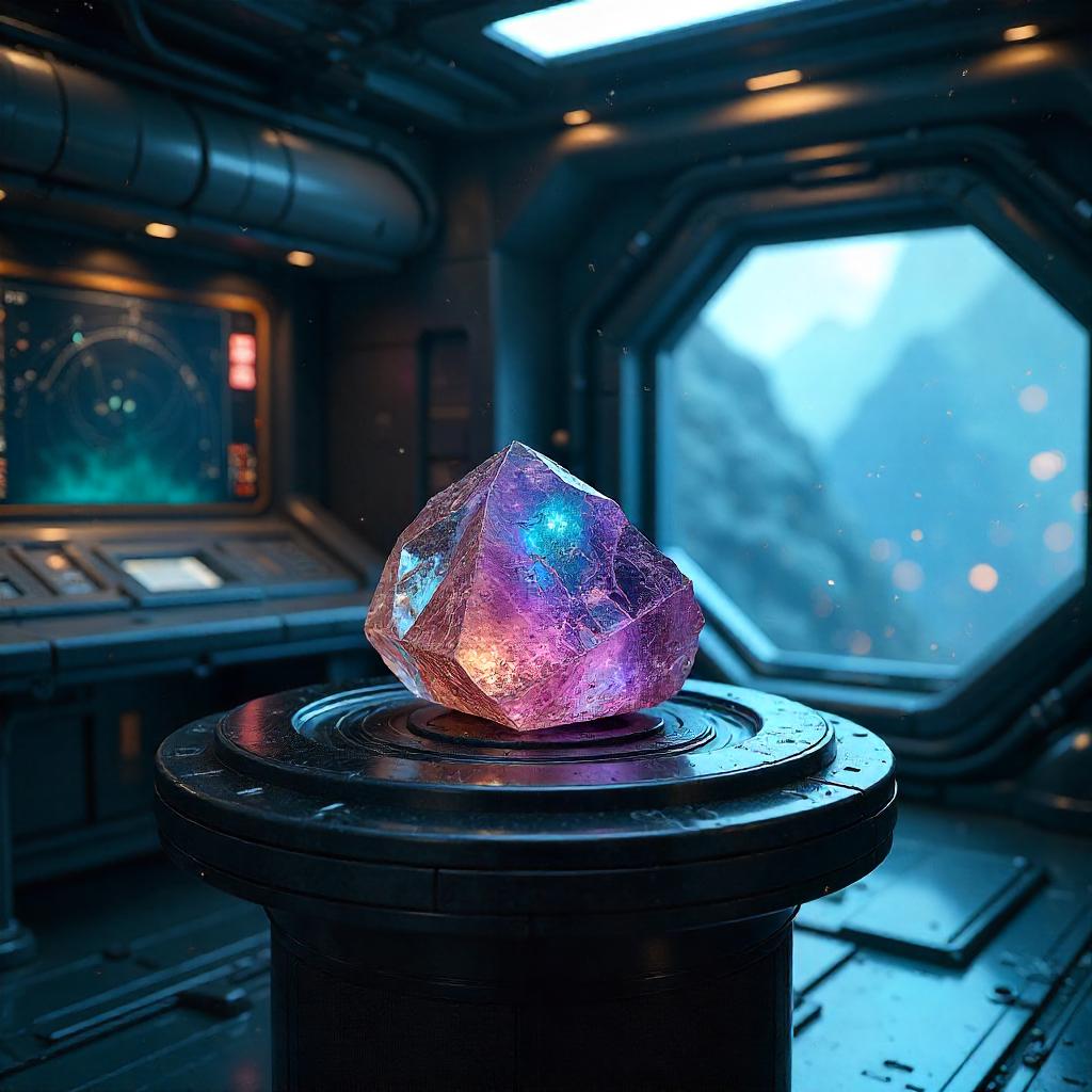 Photorealistic Alien Artifact in a Starship Cabin
