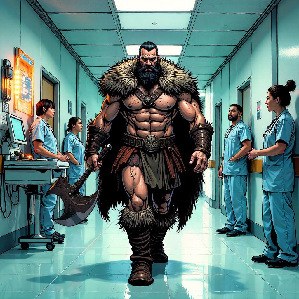 Barbarian in the Hospital: Neon Comic Book Battle