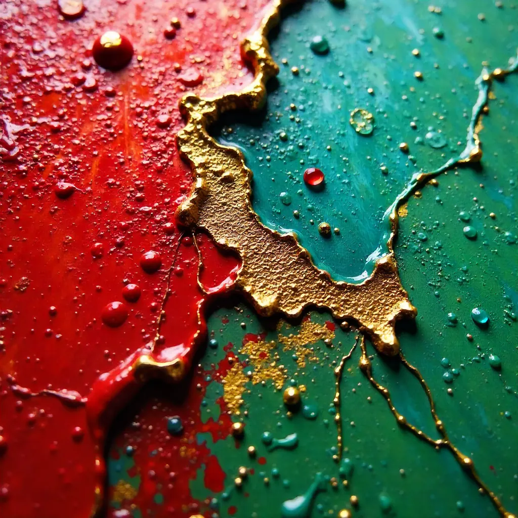 Macro View of Textured Oil Impasto with Vibrant Colors