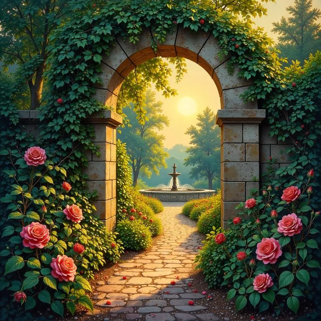 Garden Portal in Oil: A Timeless Gateway