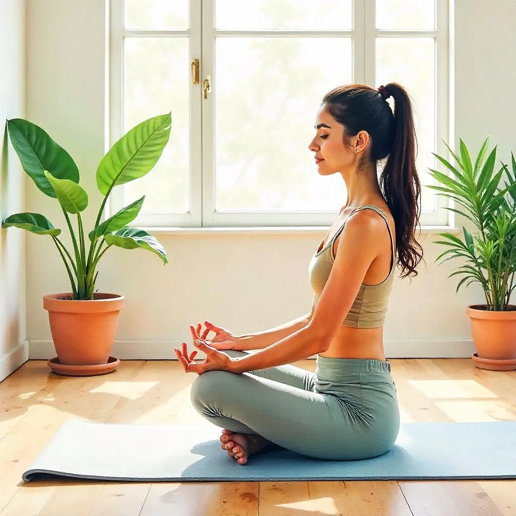 Watercolor Portrait: Middle Eastern Woman in Yoga Studio