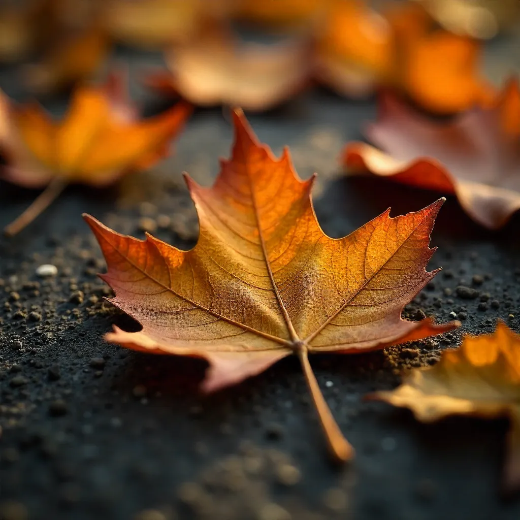 Macro Close-Up of Dried Autumn Leaves Textures