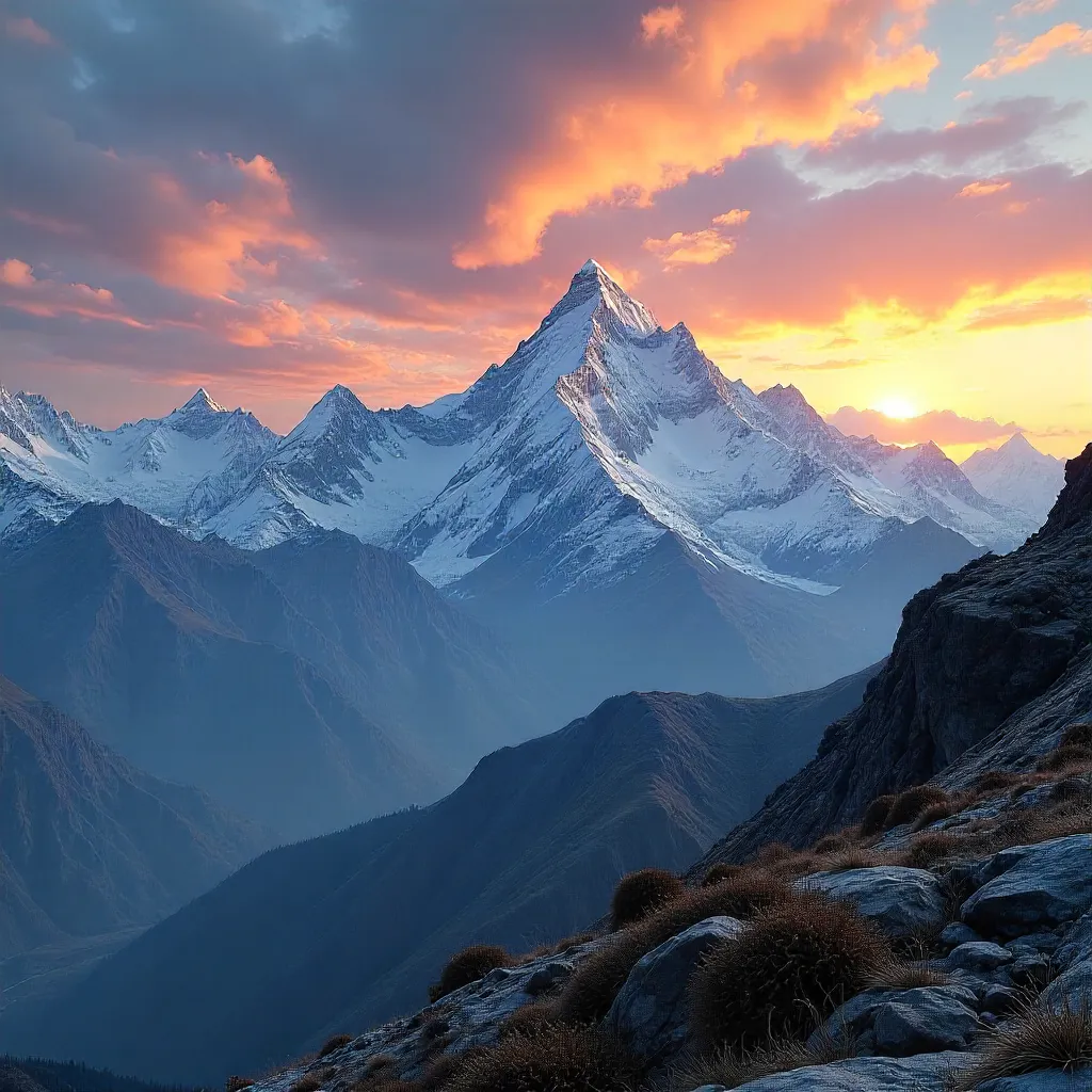 Sunrise over the Himalayas: Dramatic Nepal Peaks