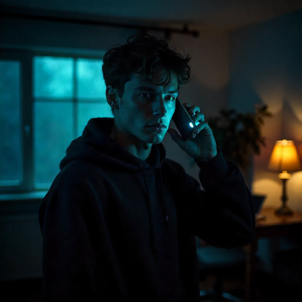 Dim-Lit Conversation: A Moody Phone Call