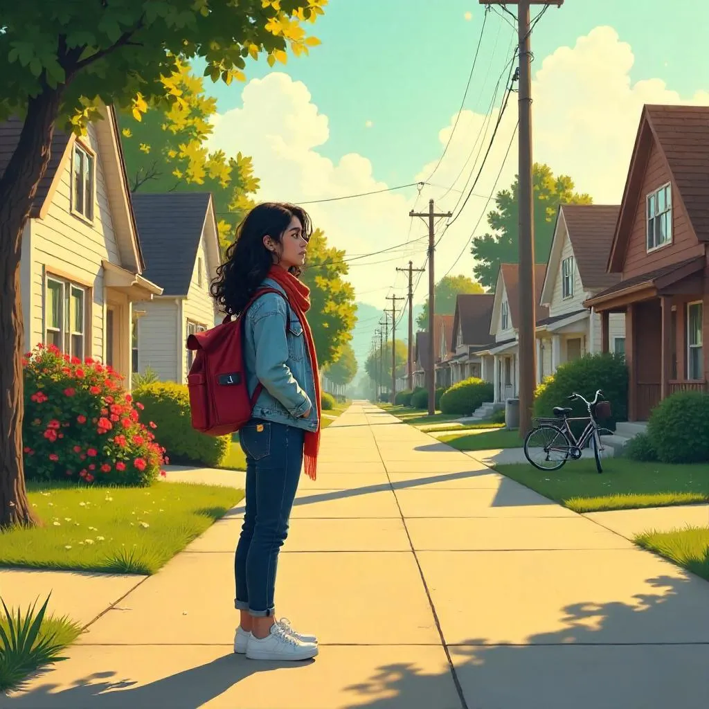 Golden Hour Suburban Concept Art: Middle Eastern Woman
