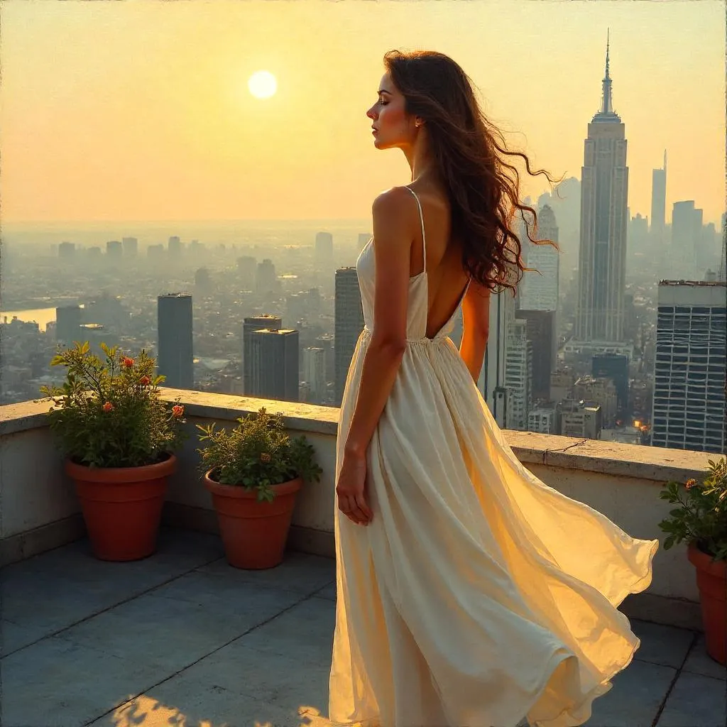Rooftop Oil Portrait at Golden Hour