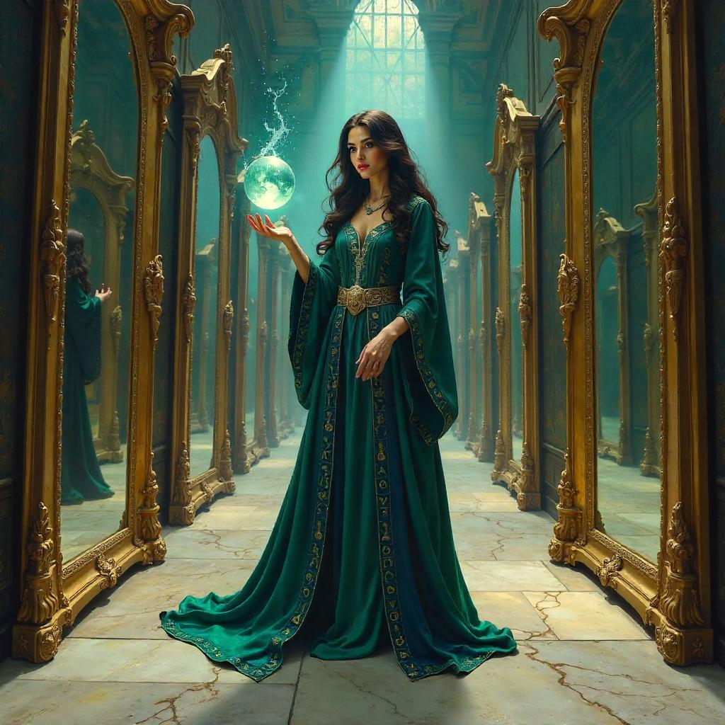 Sorceress in a Mirror Maze — Oil Painting
