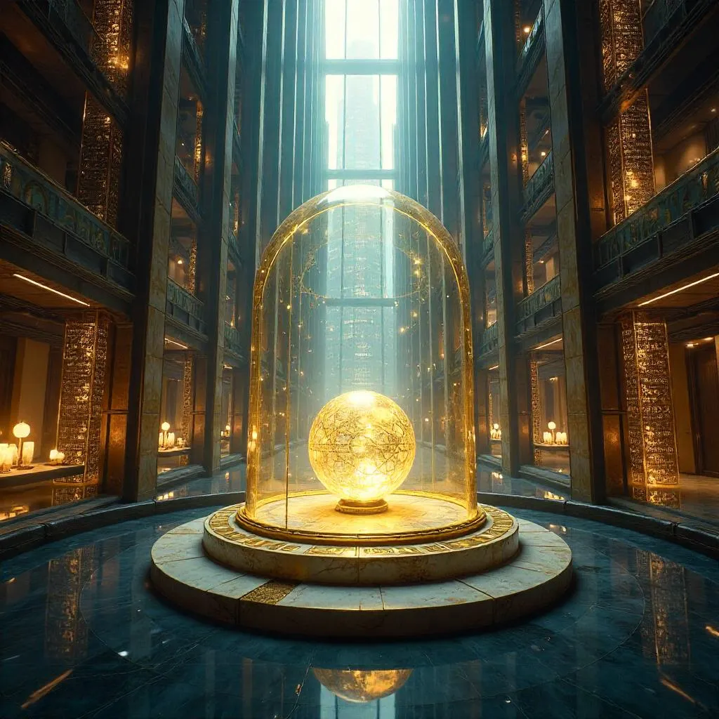 Sacred Relic in a Skyscraper Atrium