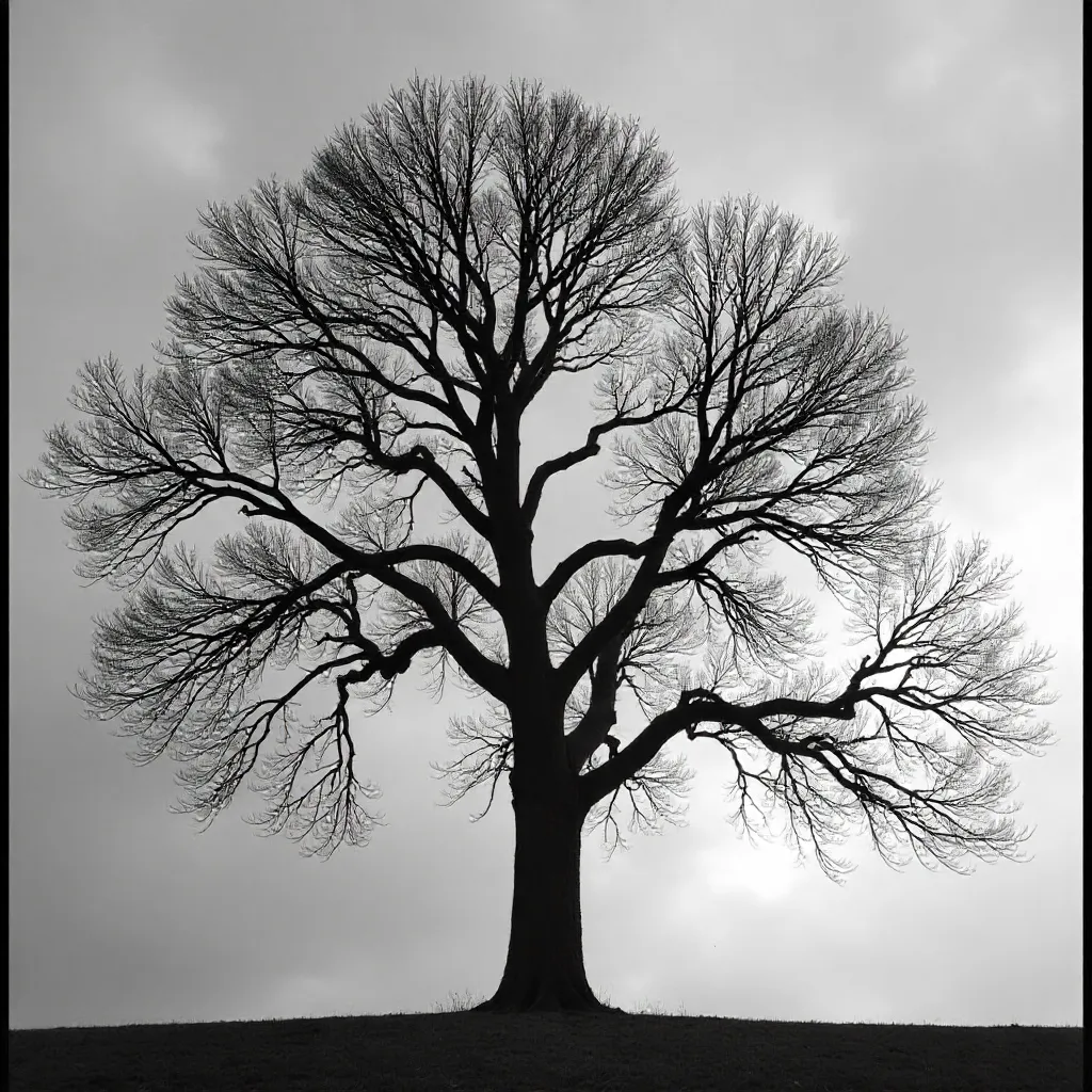 Stark Monochrome: The Silent Branches of a Leafless Tree