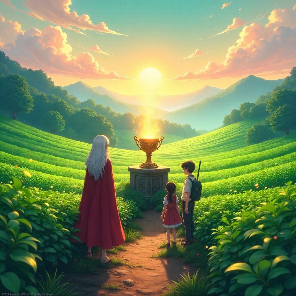 Holy Grail in a Dreamy Tea Plantation (Anime)