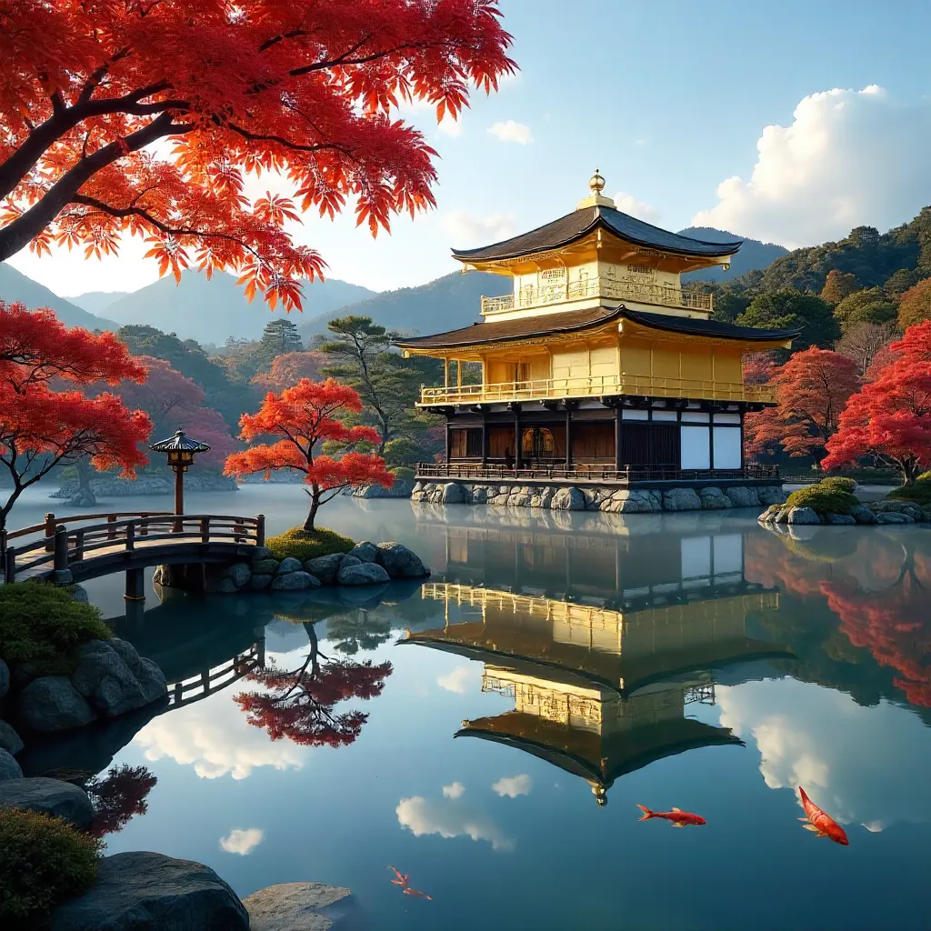 Autumn at Kyoto's Golden Pavilion (Kinkaku-ji)