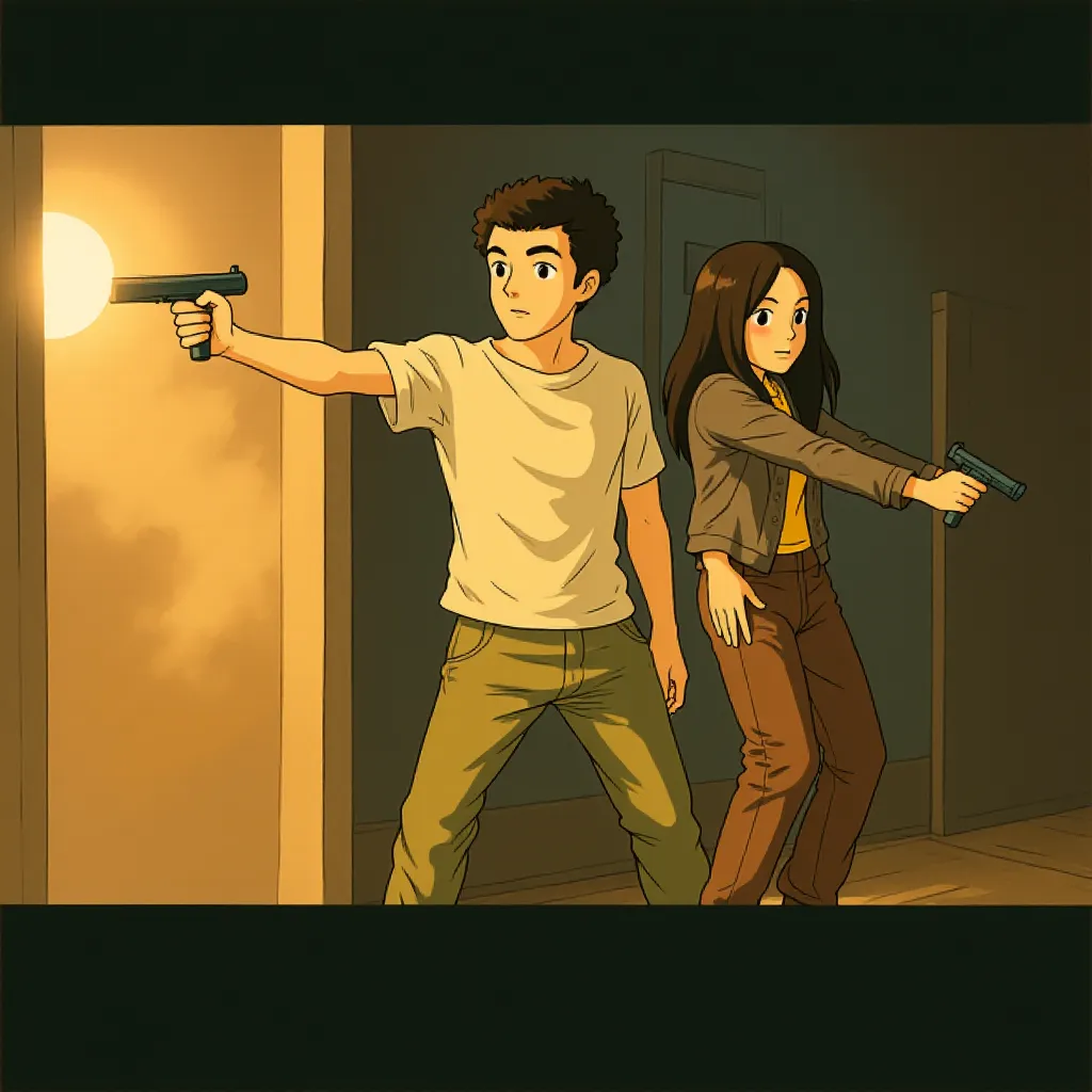Jessica Biel and Colin Farrell in Total Recall (2012) - Anime style