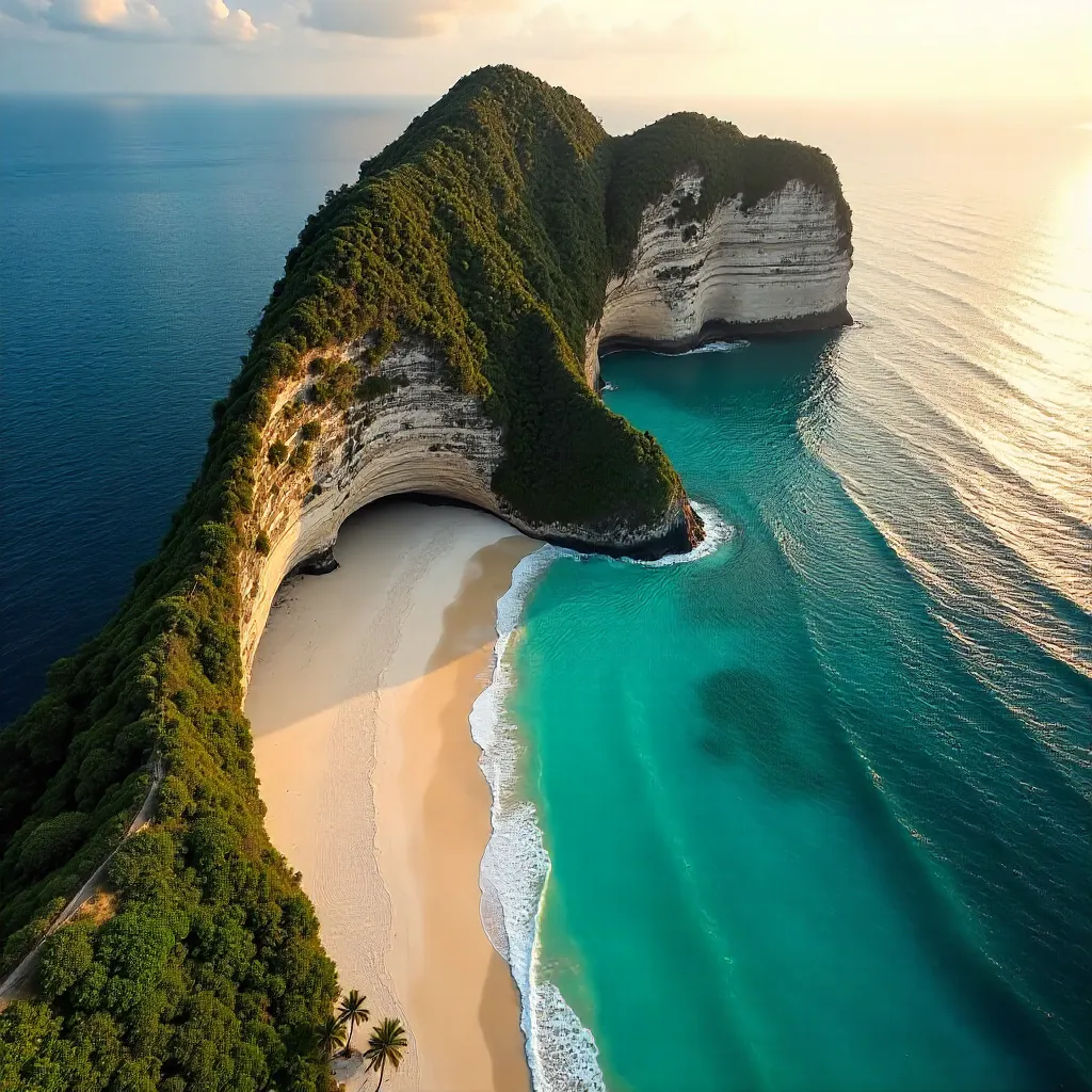 Aerial Bali Secluded Beach: Turquoise Cliffs