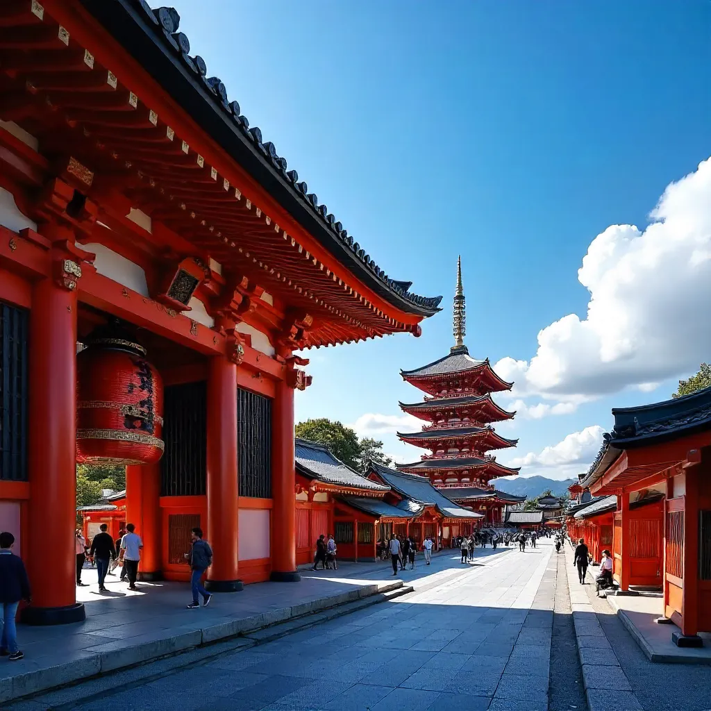 Sensō-ji Temple: Red Lacquered Grandeur Under a Clear Tokyo Sky
