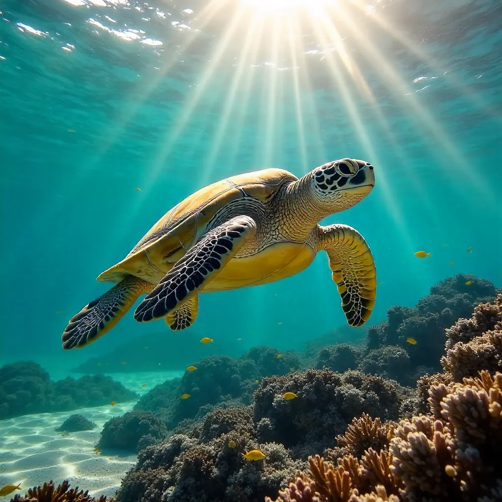 Majestic sea turtle in Marsa Alam's crystal-clear Red Sea
