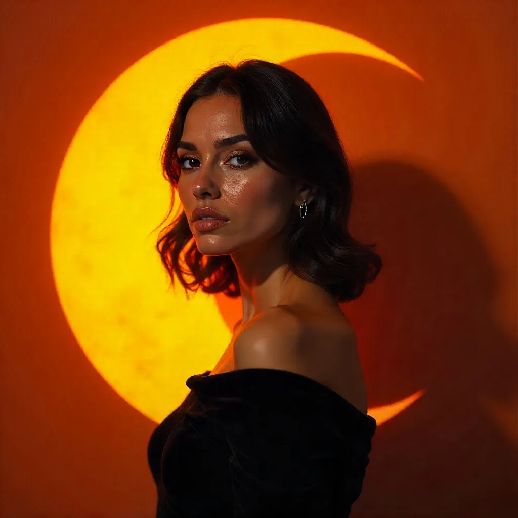 Moonshadow Portrait on Orange Backdrop
