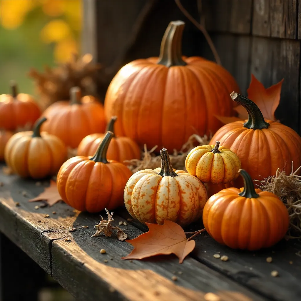 Vibrant Autumn Pumpkin and Gourd Harvest Display