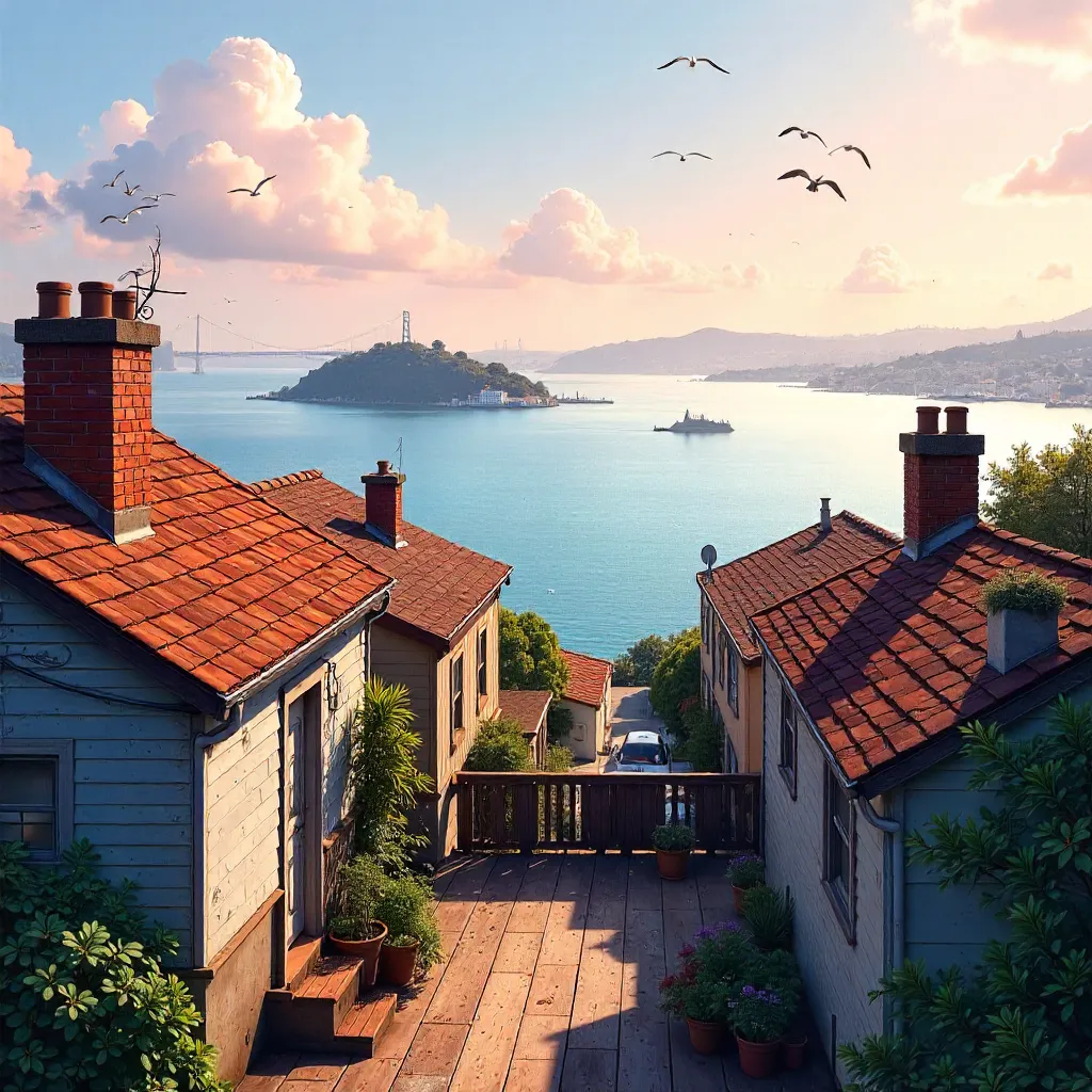 Rustic Rooftops Over San Francisco Bay