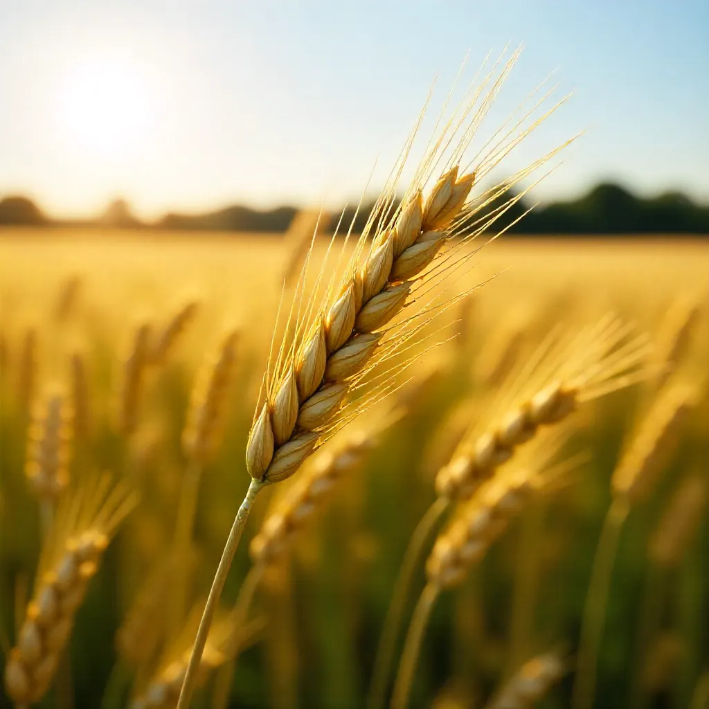 Golden Wheat Heads in a Summer Field
