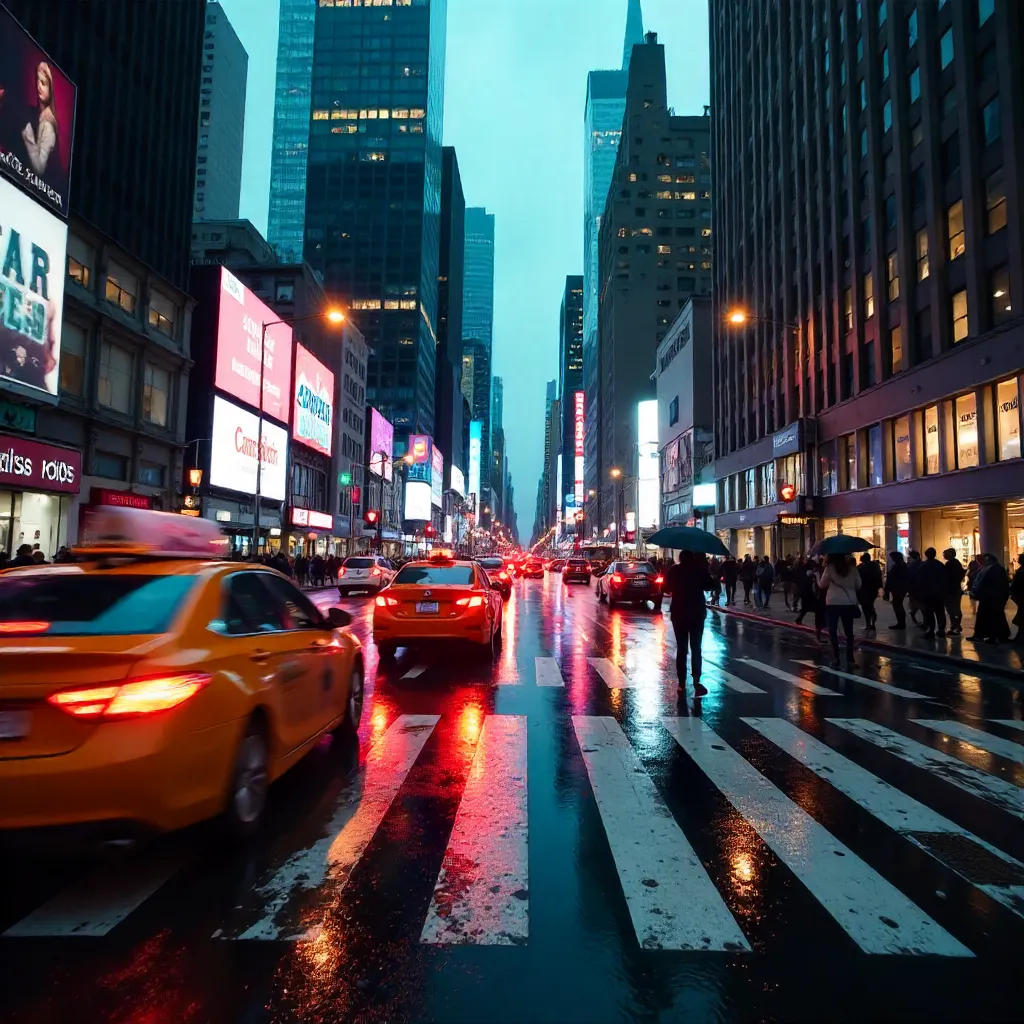 Motion at the City Intersection with Blurred Traffic