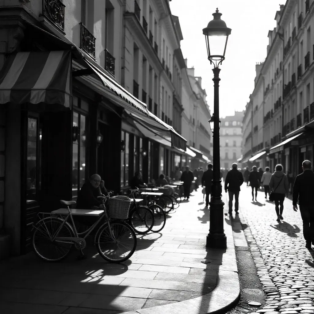 Parisian Black-and-White Café Corner