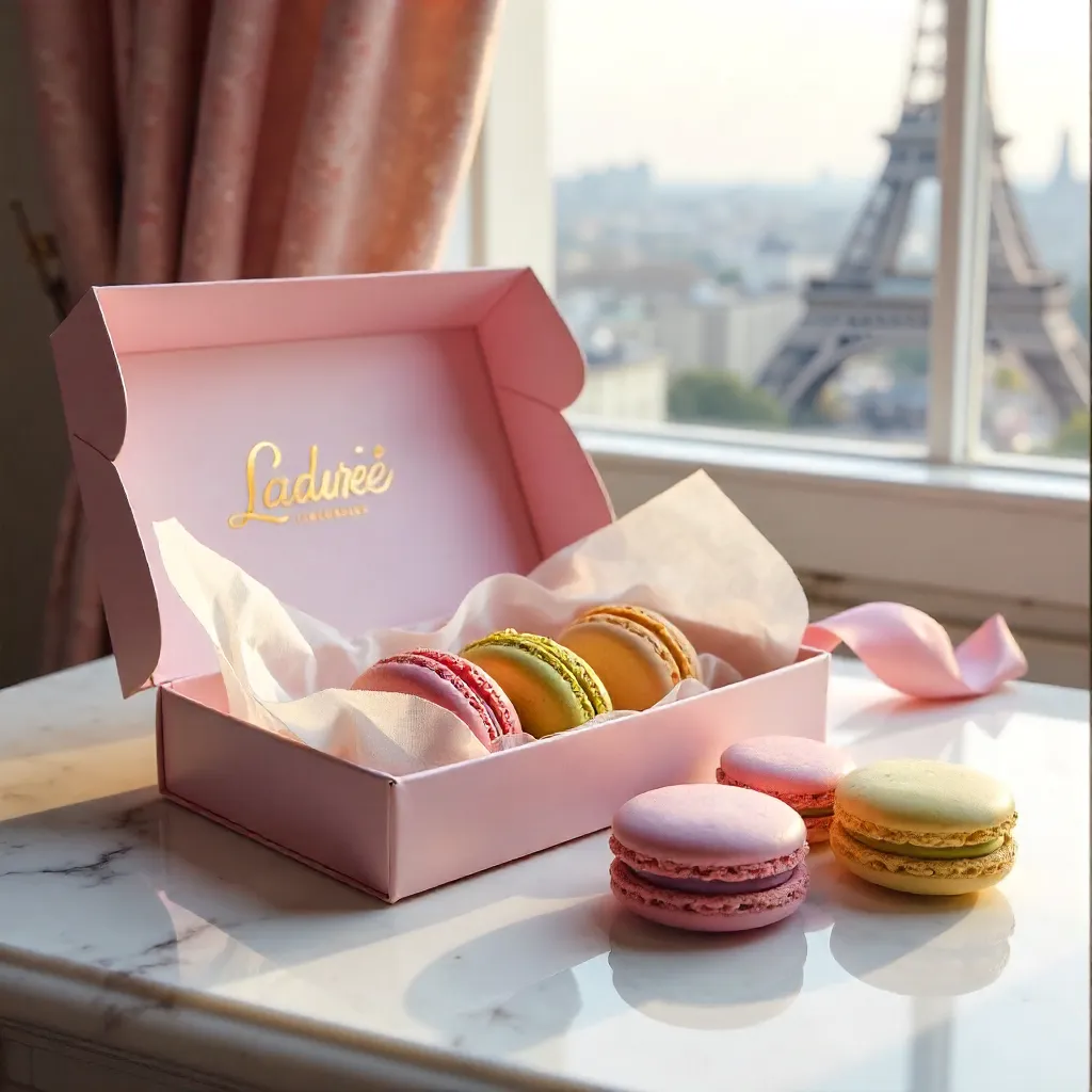 Ladurée Macarons in Paris Packaging Display
