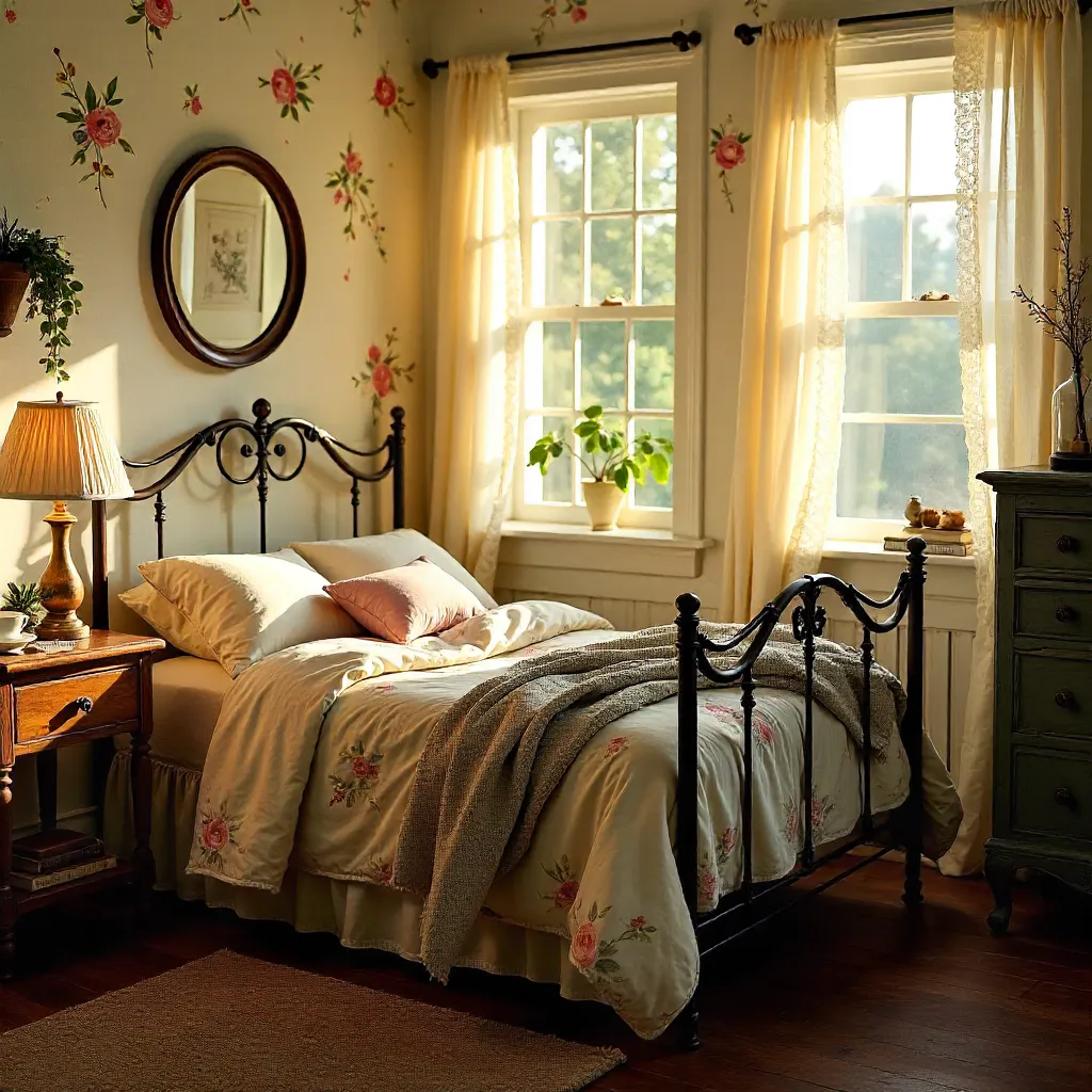 Cozy Vintage Bedroom with Floral Charm