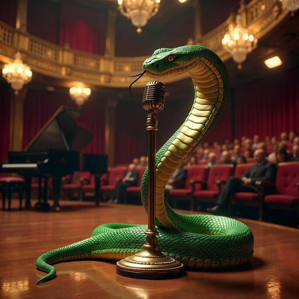 Photorealistic Snake on a Grand Concert Hall Stage
