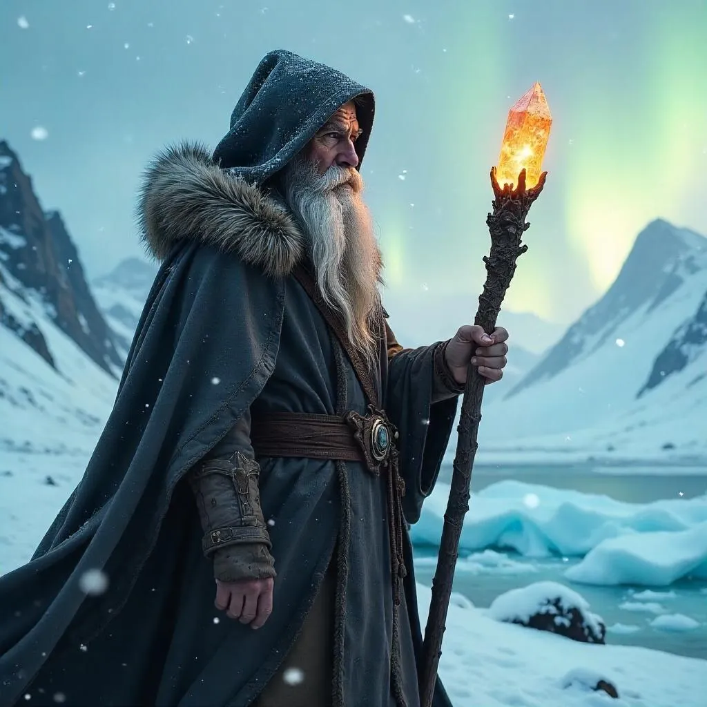 Photoreal Wizard in a Freezing Tundra