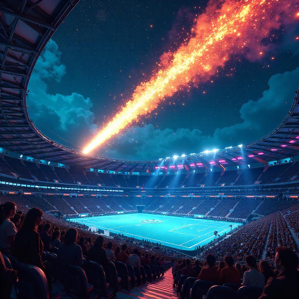 Comet Over Neon Stadium: A Digital Dream