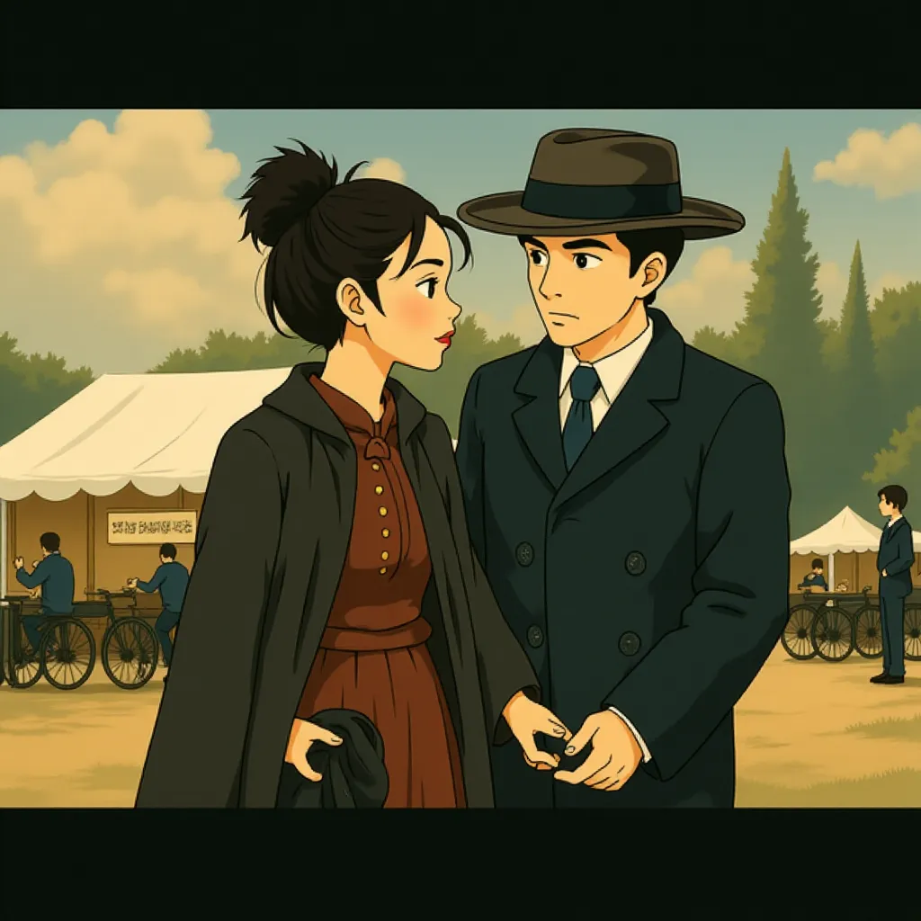 Casey Affleck and Zooey Deschanel in The Assassination of Jesse James by the Coward Robert Ford (2007) - Anime style