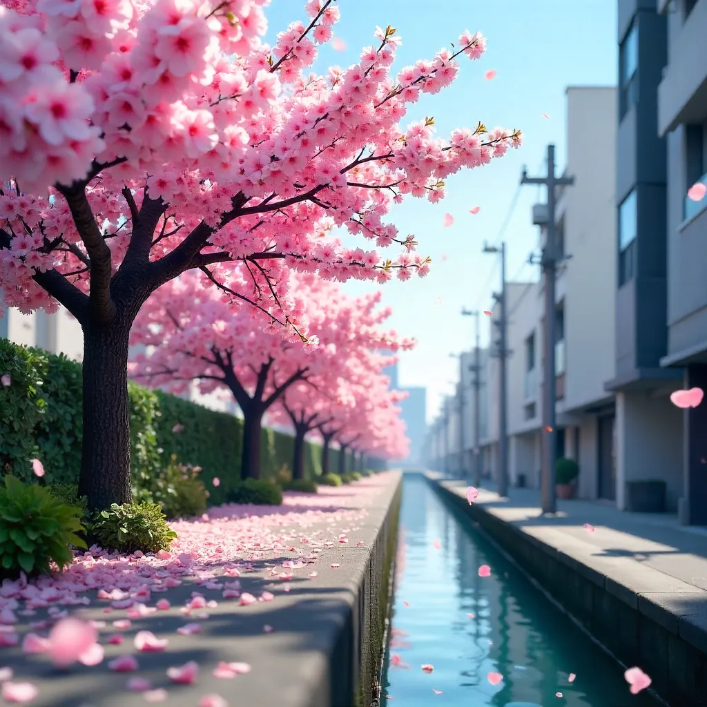 Cherry Blossom Symphony Over Tokyo's Blue Sky