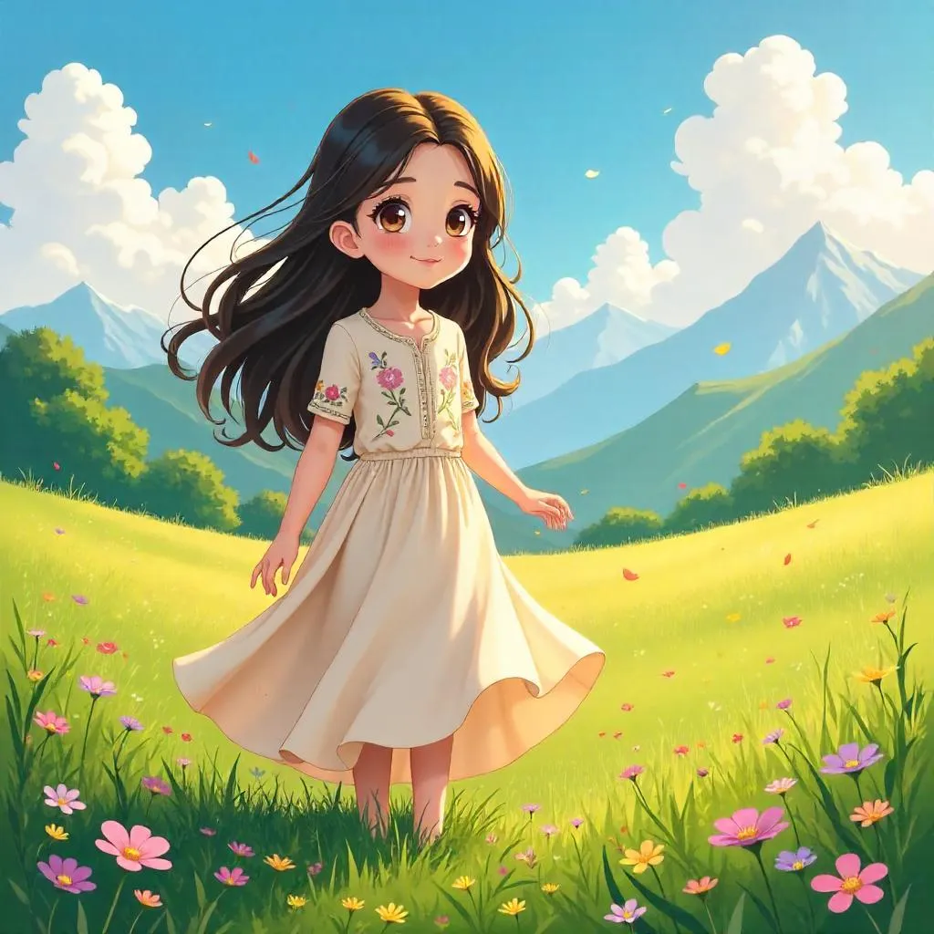 Meadow Serenade: Anime Beauty in Bloom