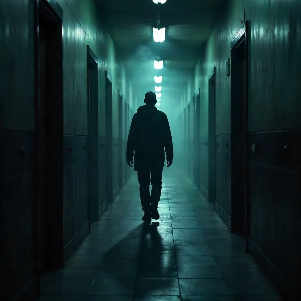 Indoors Motion-Blur Silhouette: Dramatic Obscured Walk