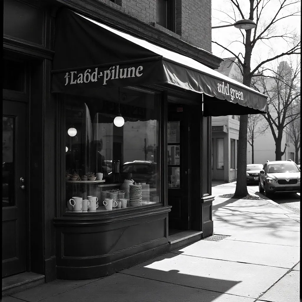 And Green Canopy Coffee Shop in Monochrome