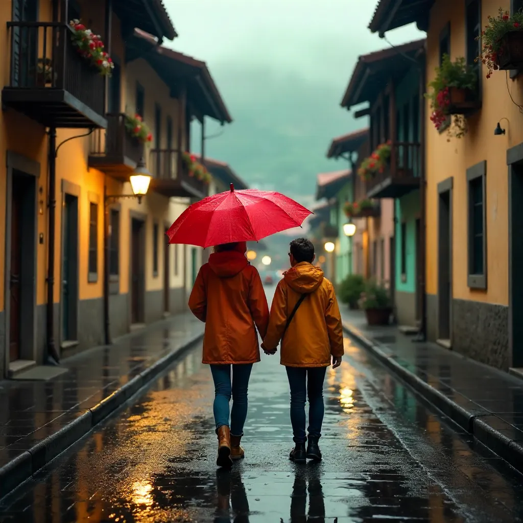 Romantic Rainy Day Walk in Gramado, Brazil