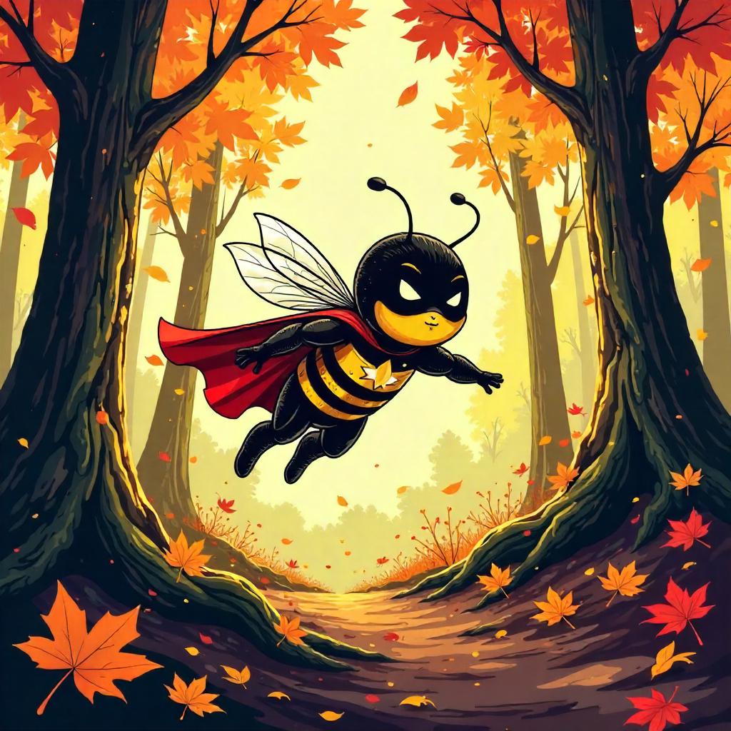 Autumn Forest Bee: Comic Book Adventure