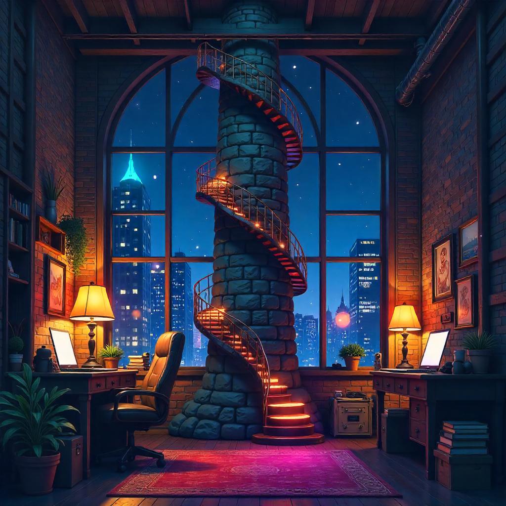 Enchanted Tower in a Cozy Anime Loft