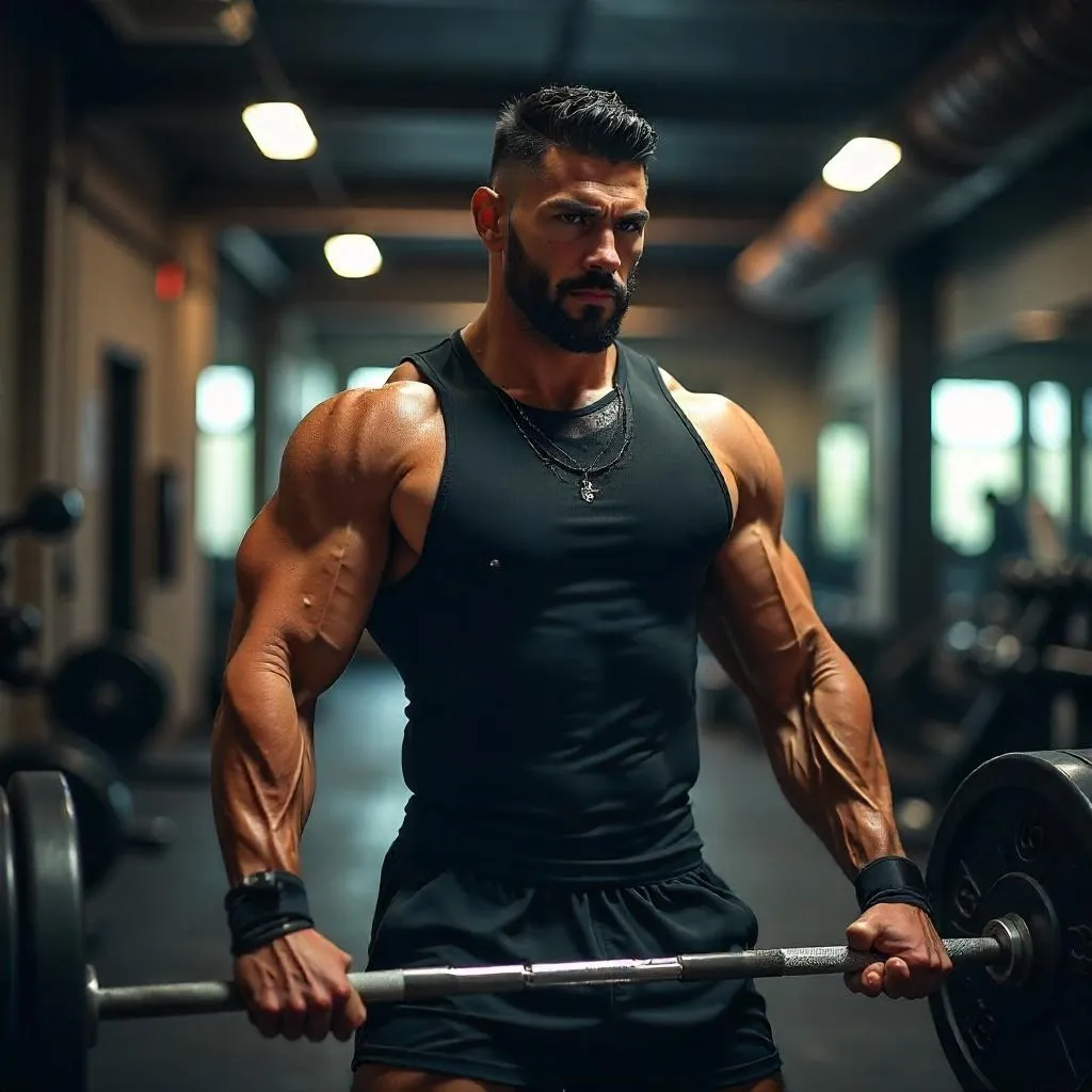 Photorealistic Strong Latino Man in the Gym