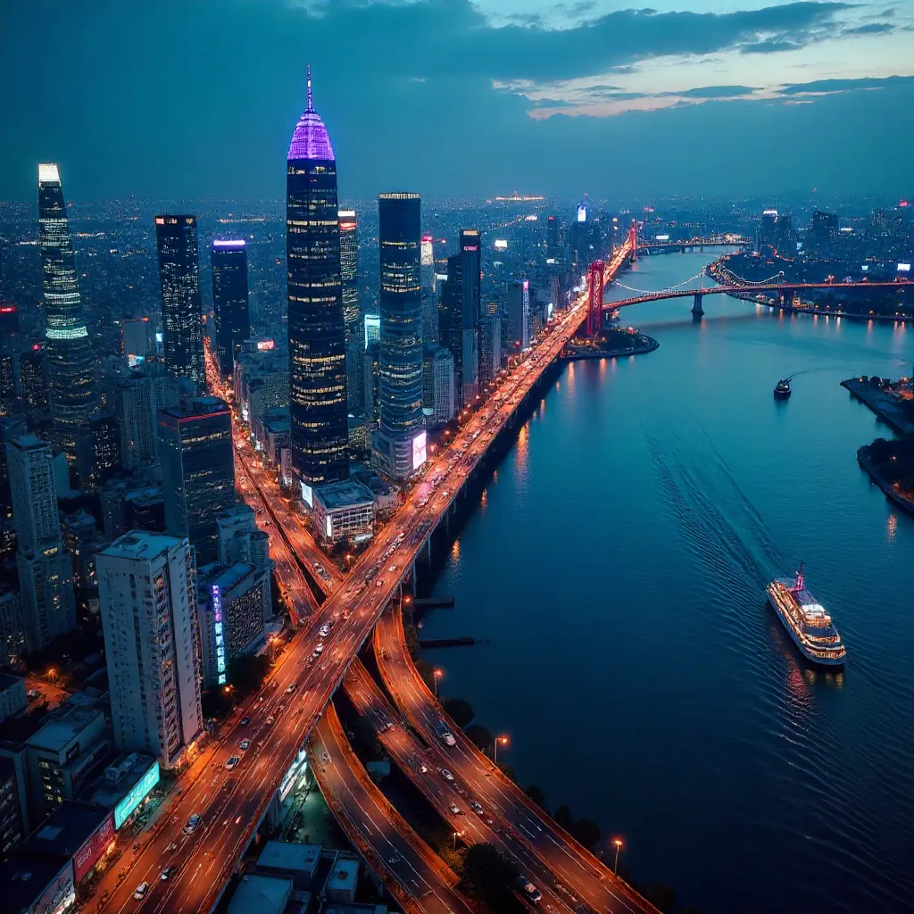 Stunning Aerial Nightscape of Osaka