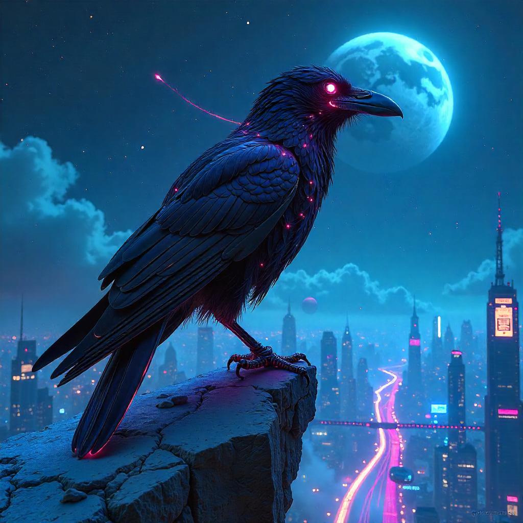 Raven on a Neon Comet: Cyberpunk Flight