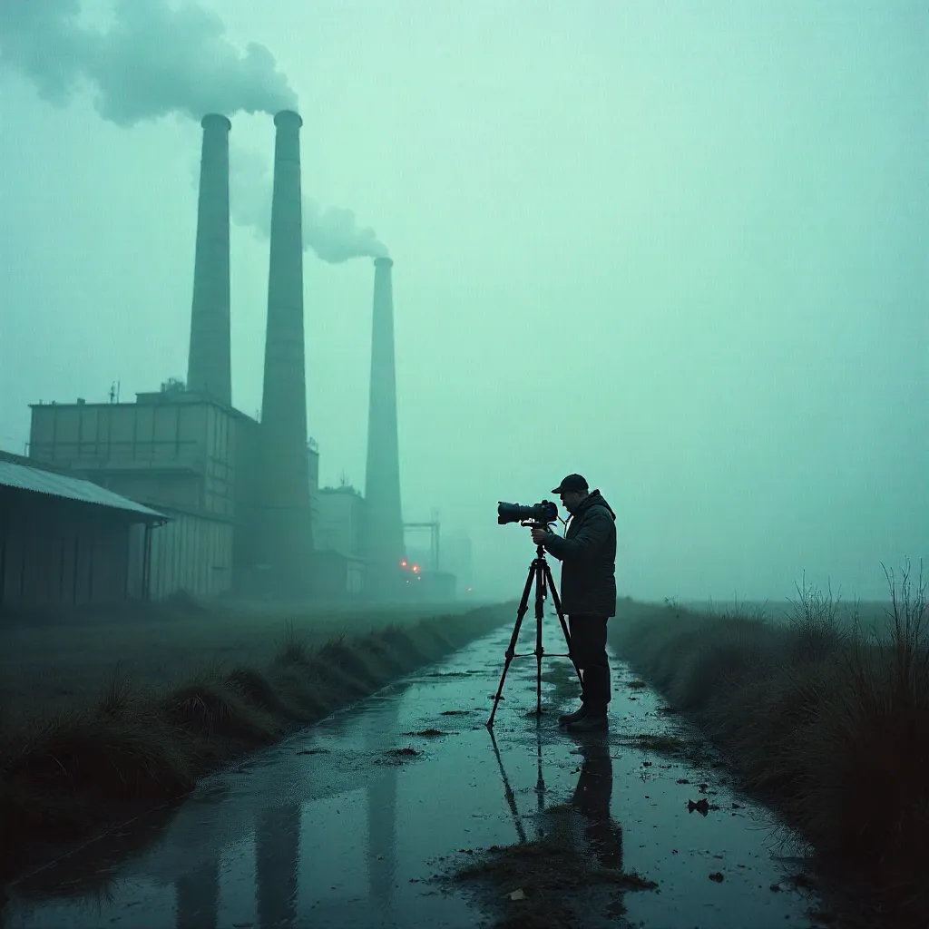 Mist-Shrouded Smokestacks: A Photographer's Quiet Moment